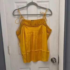 Express Gold Smocked Tie Front Camisole